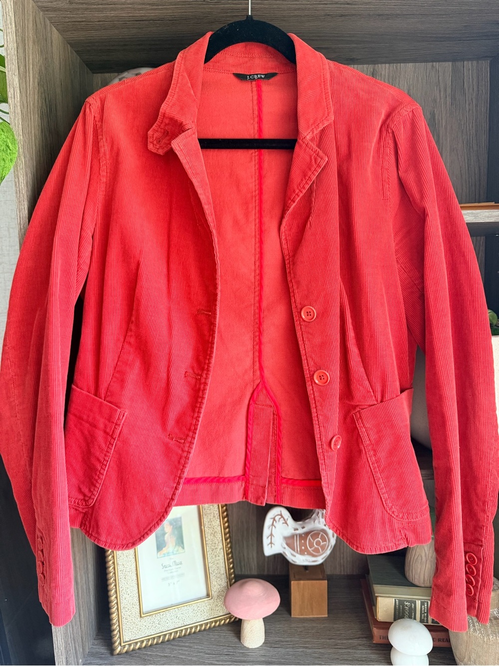 J. Crew Coral Red Corduroy Blazer